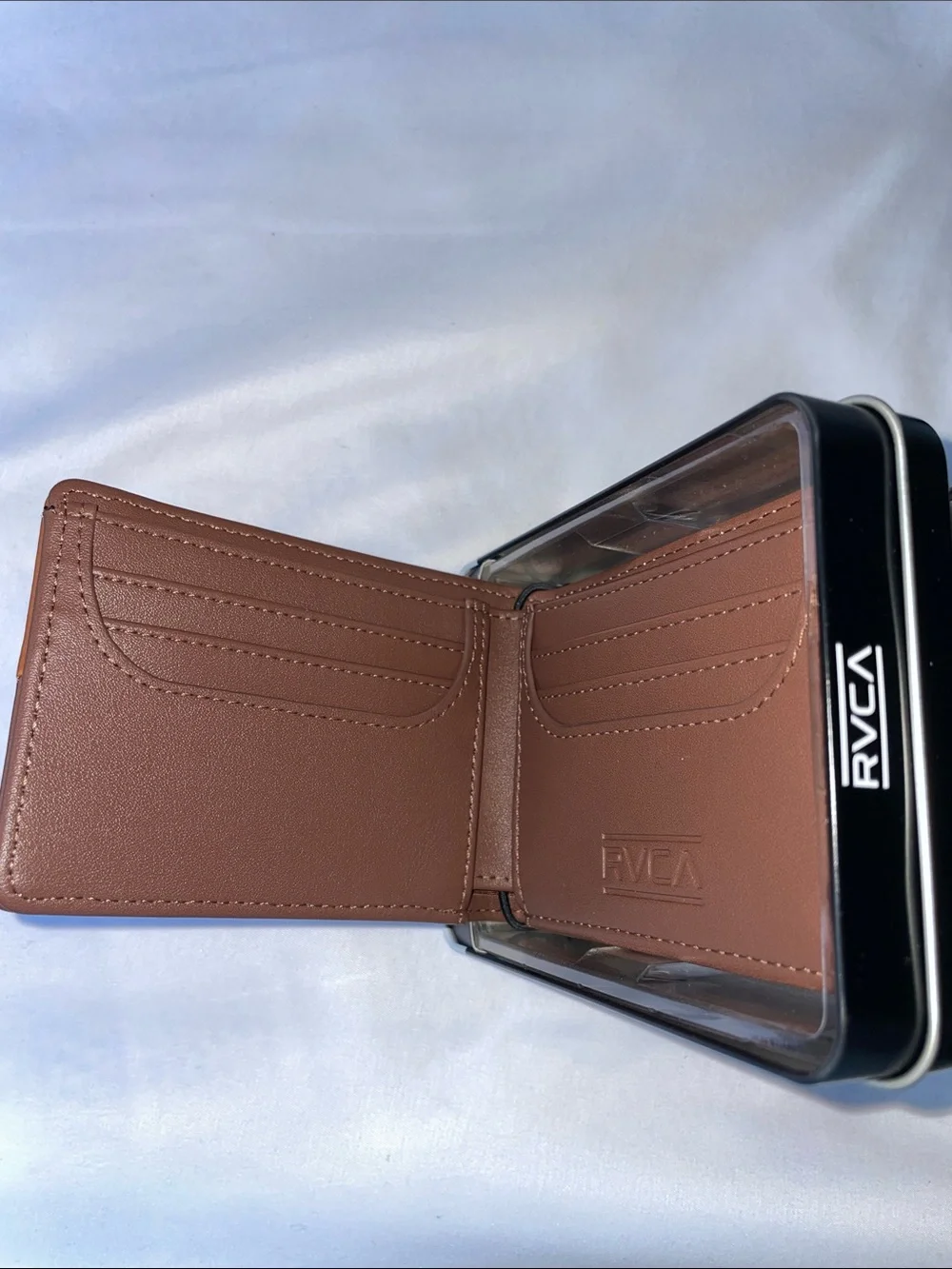 RVCA Two-Tone Brown & Dark Brown Card Holder Wallet